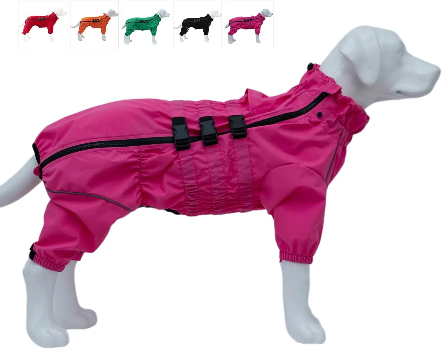 Dogs Waterproof Jacket, Lightweight Waterproof Jacket Reflective Safety Dog Raincoat Windproof Snow-Proof Dog Vest for Small Medium Large Dogs Rosered S