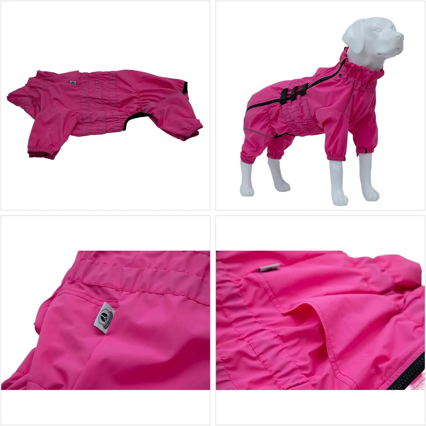 Dogs Waterproof Jacket, Lightweight Waterproof Jacket Reflective Safety Dog Raincoat Windproof Snow-Proof Dog Vest for Small Medium Large Dogs Rosered S