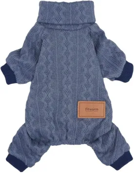 Fitwarm Turtleneck Knitted Dog Sweaters Winter Outfits Pet Coats Cat Clothes Blue XXL