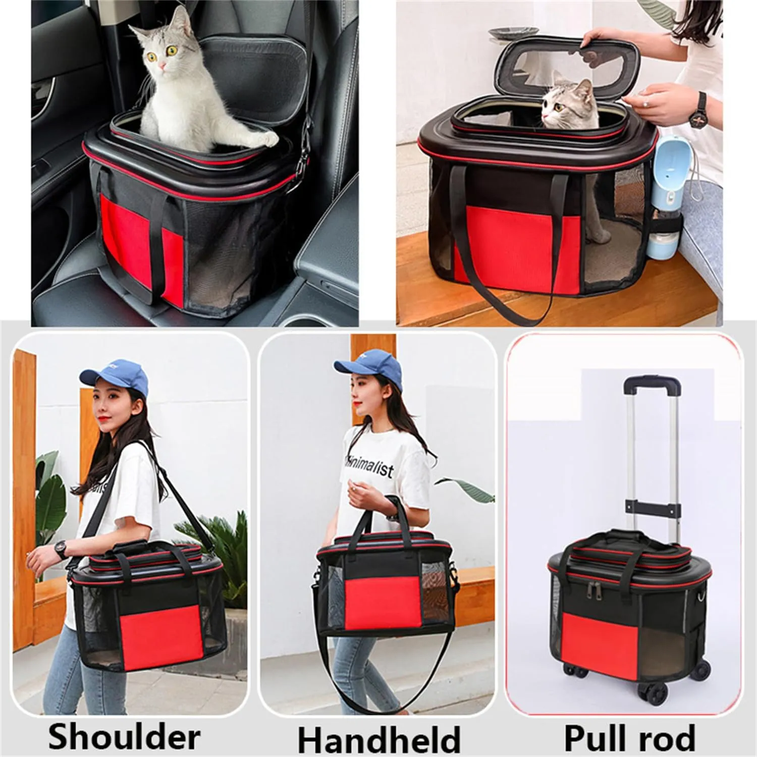 Foldable Vehicle Dog Cat Pet Crate for Travel, Dog Cat Carrier with Wheels TSA Airline Approved Rolling Pet Carrier (Orange,Only pet Carrier)
