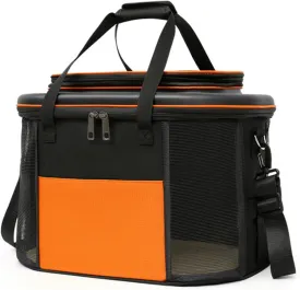 Foldable Vehicle Dog Cat Pet Crate for Travel, Dog Cat Carrier with Wheels TSA Airline Approved Rolling Pet Carrier (Orange,Only pet Carrier)