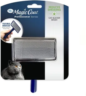 Four Paws Magic Coat Professional Series Cat Slicker Brush for Medium or Long Coats - Gently Removes Excess Hair, Stimulates Natural Oils, Ideal for Cats and Kittens, Lightweight Wood Handle