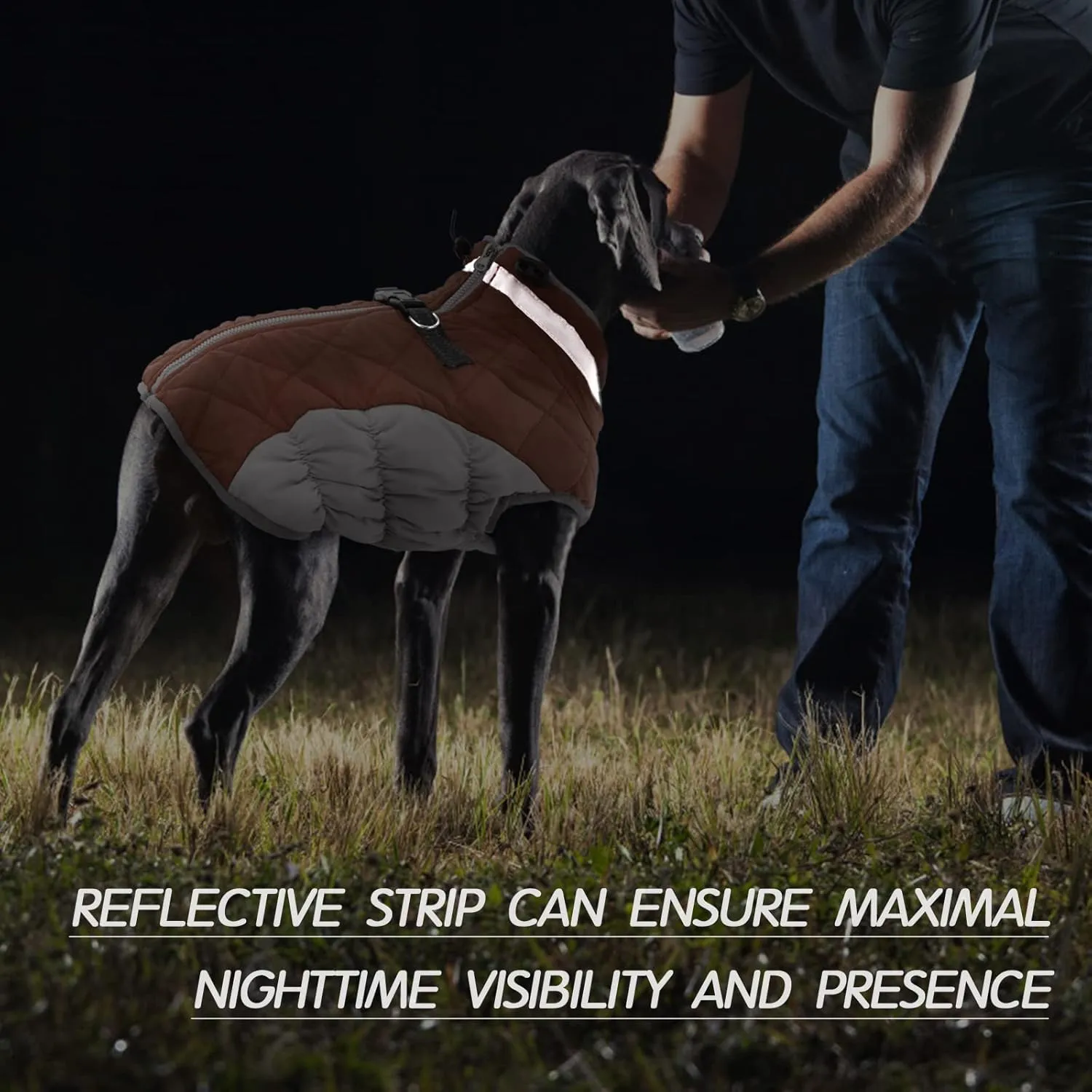 FUAMEY Dog Coat - Warm Winter Jacket with Padded Fleece, Reflective, Waterproof & Windproof, Built-in Harness, Brown Small