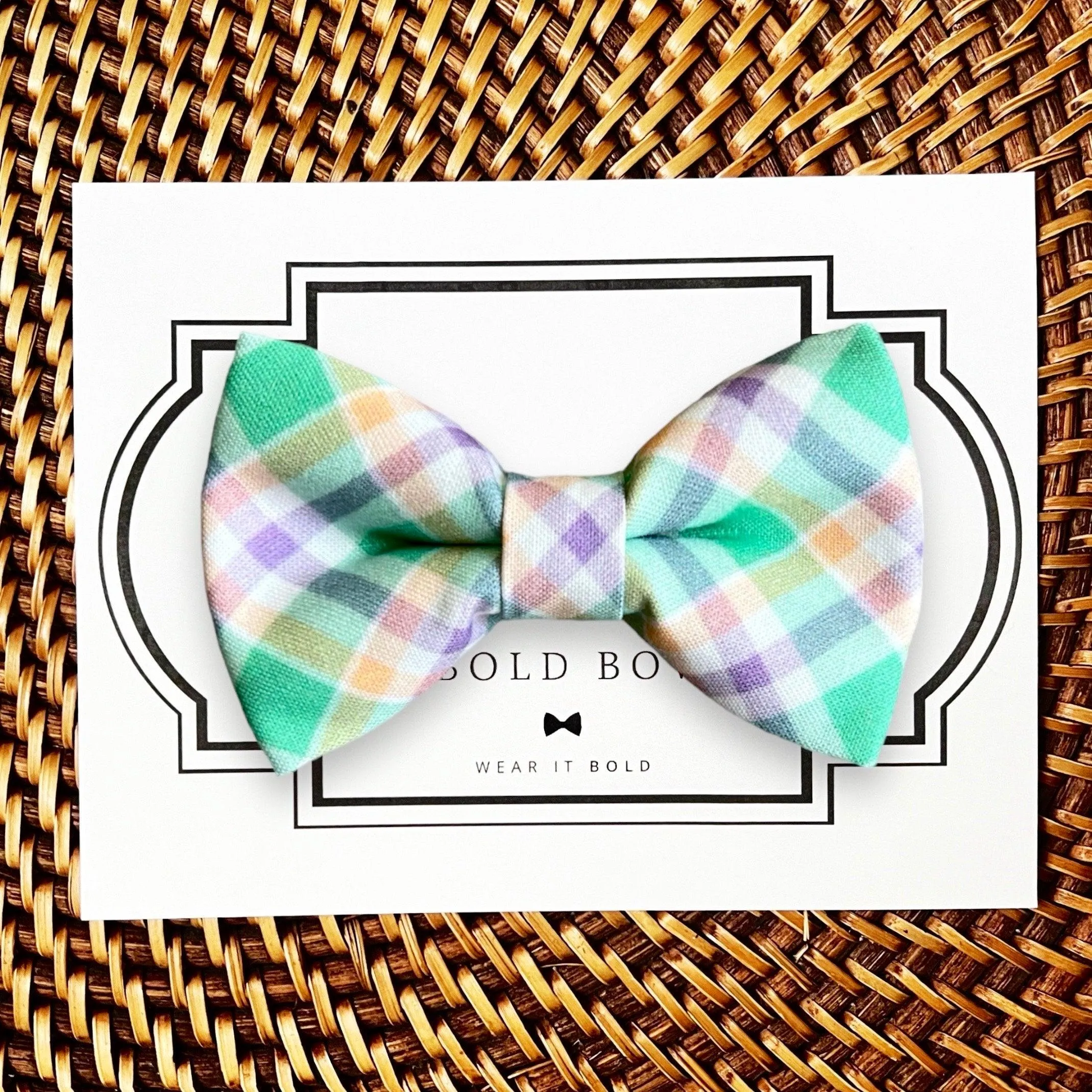 Green & Purple Easter Dog Bow Tie