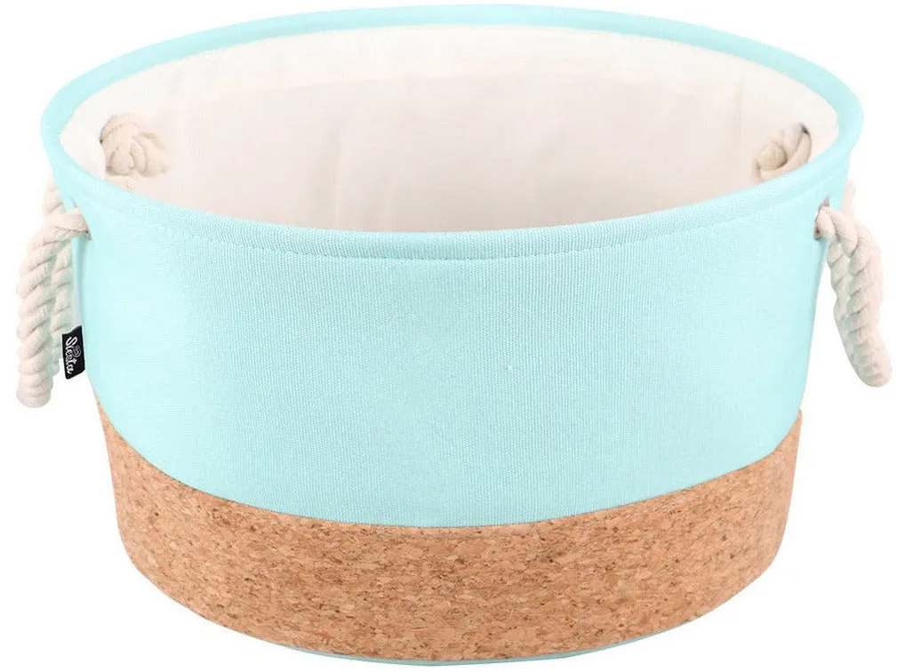 Guava Cork & Poly basket round L - 45x45x25cm green