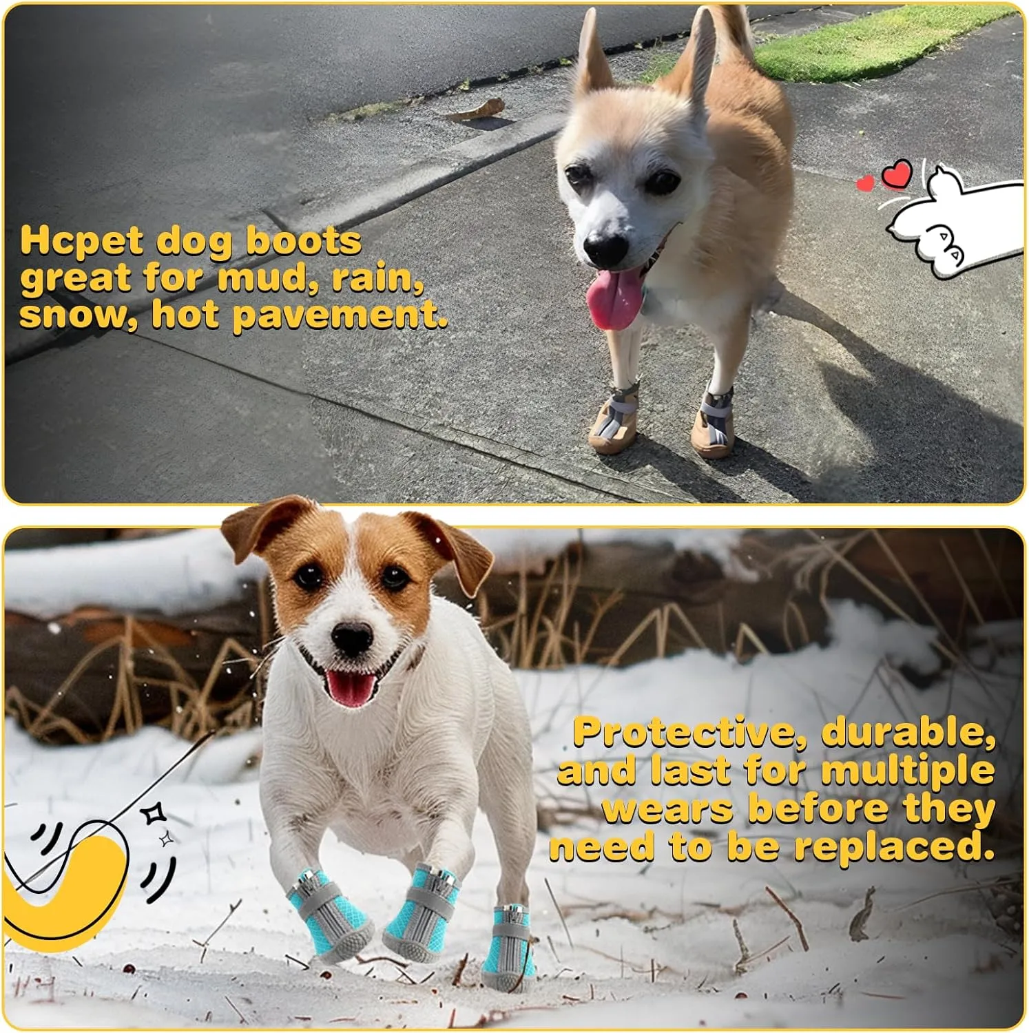 Hcpet Dog Shoes for Small Dogs, Breathable Dog Boots & Paw Protectors for Hot Pavement Winter Snow Hiking, Anti-Slip Dog Booties for Hardwood Floor Blue Size 4