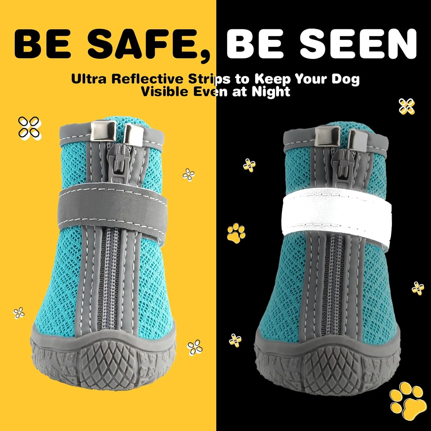 Hcpet Dog Shoes for Small Dogs, Breathable Dog Boots & Paw Protectors for Hot Pavement Winter Snow Hiking, Anti-Slip Dog Booties for Hardwood Floor Blue Size 4