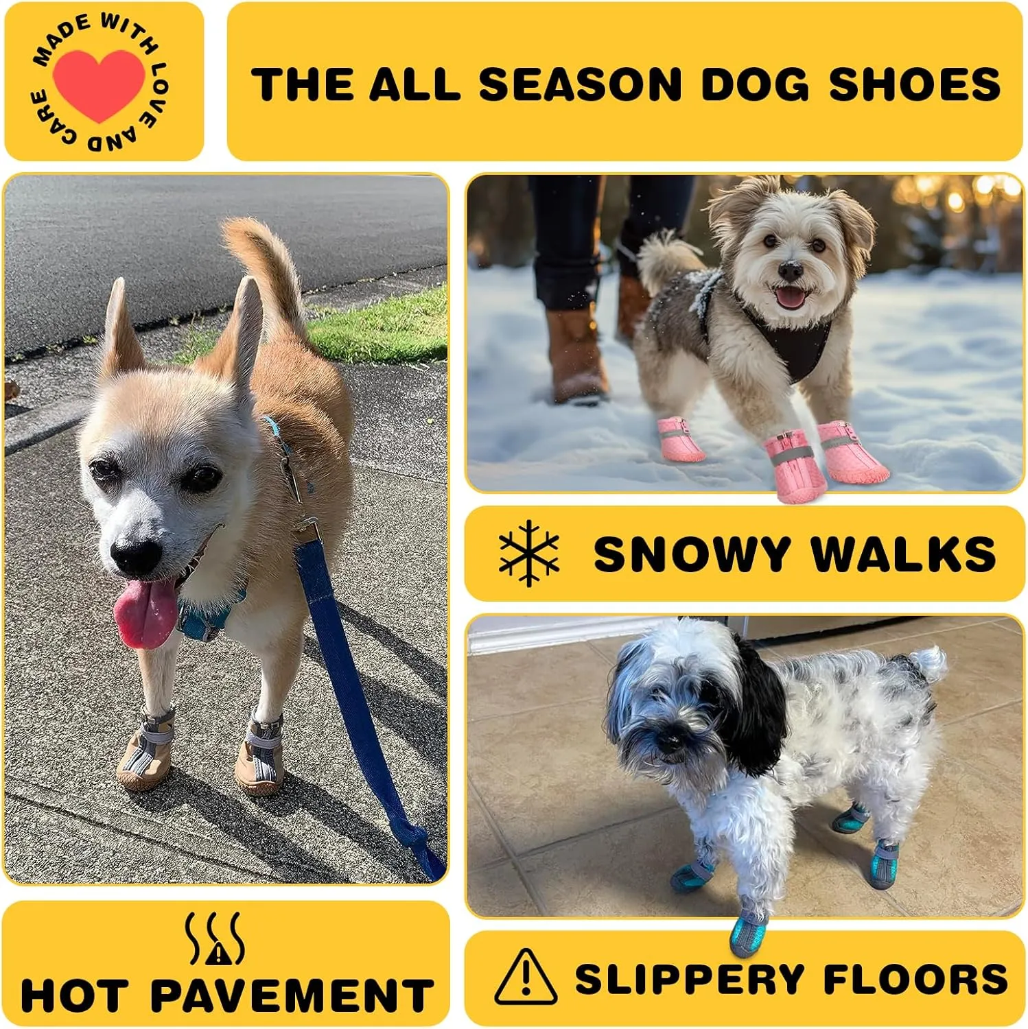 Hcpet Dog Shoes for Small Dogs, Breathable Dog Boots & Paw Protectors for Hot Pavement Winter Snow Hiking, Anti-Slip Dog Booties for Hardwood Floor Blue Size 4