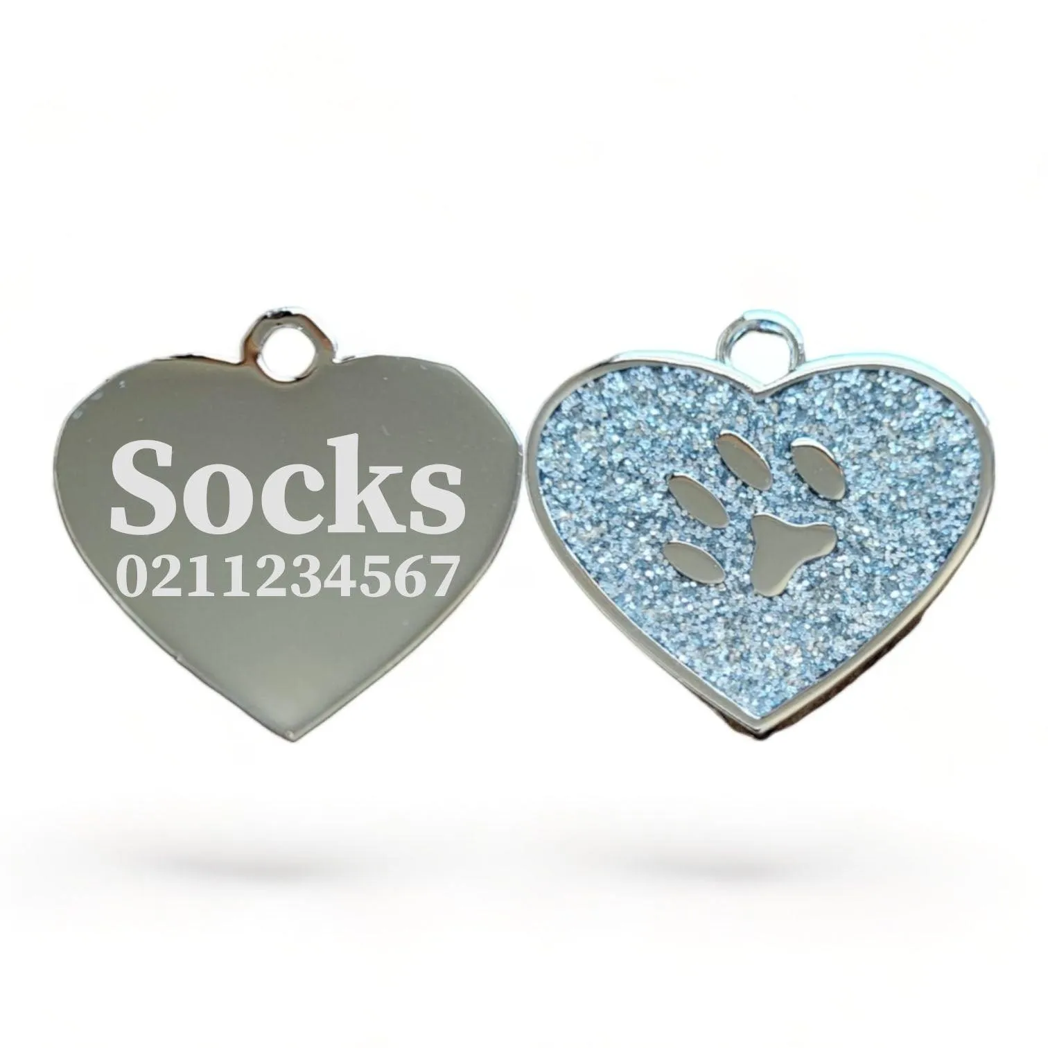 Heart Paw Print Cat & Dog ID Pet Tag
