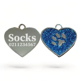 Heart Paw Print Cat & Dog ID Pet Tag