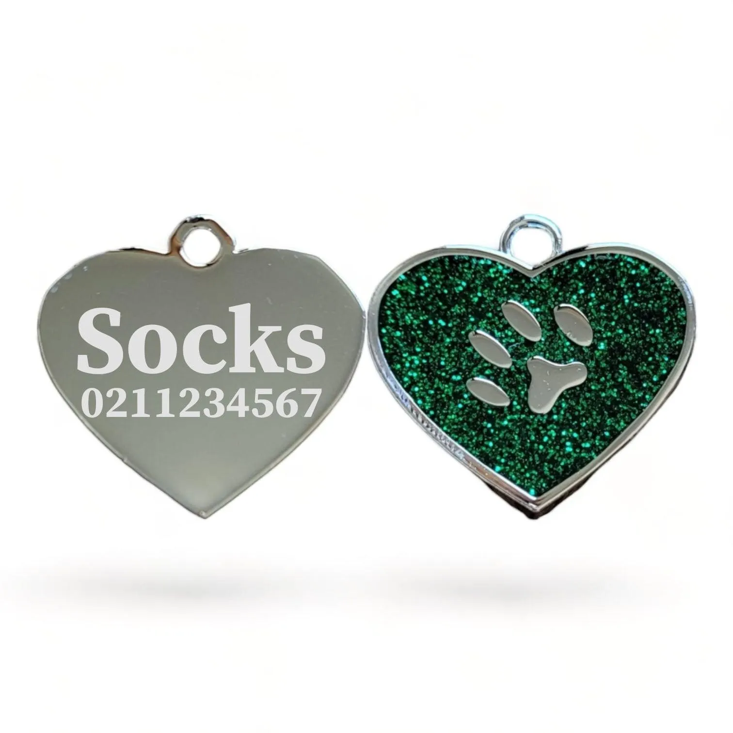 Heart Paw Print Cat & Dog ID Pet Tag