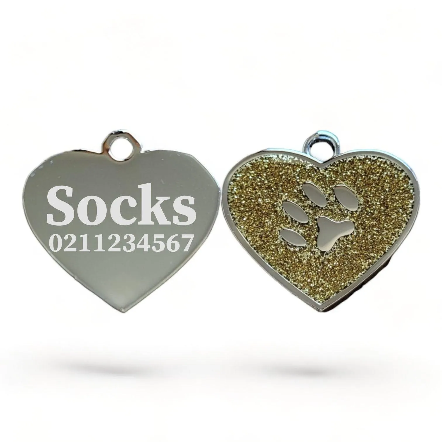 Heart Paw Print Cat & Dog ID Pet Tag
