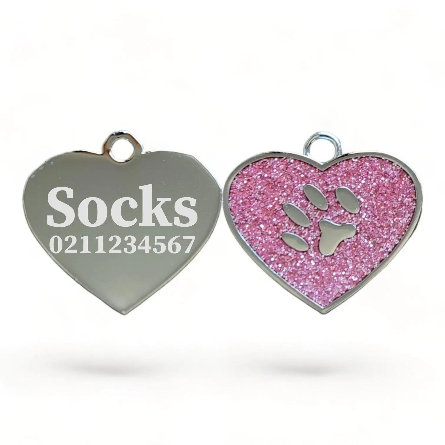Heart Paw Print Cat & Dog ID Pet Tag