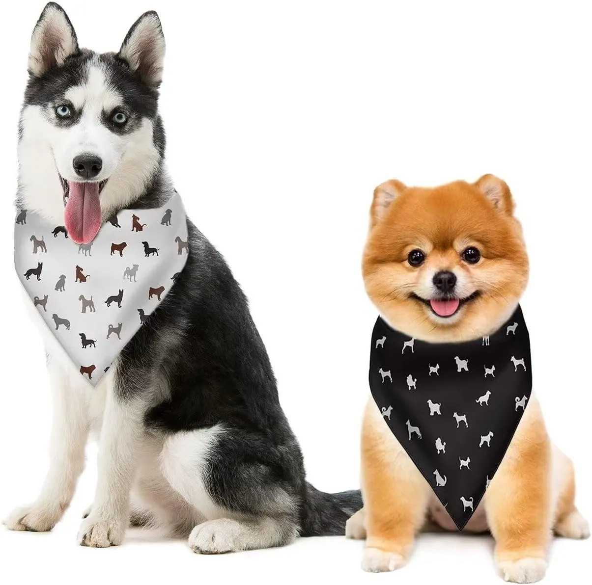 Howilath Cartoon Shark Floral Print Dog Kerchief, Washable Polyester Dog Bandana Scarf Accessory