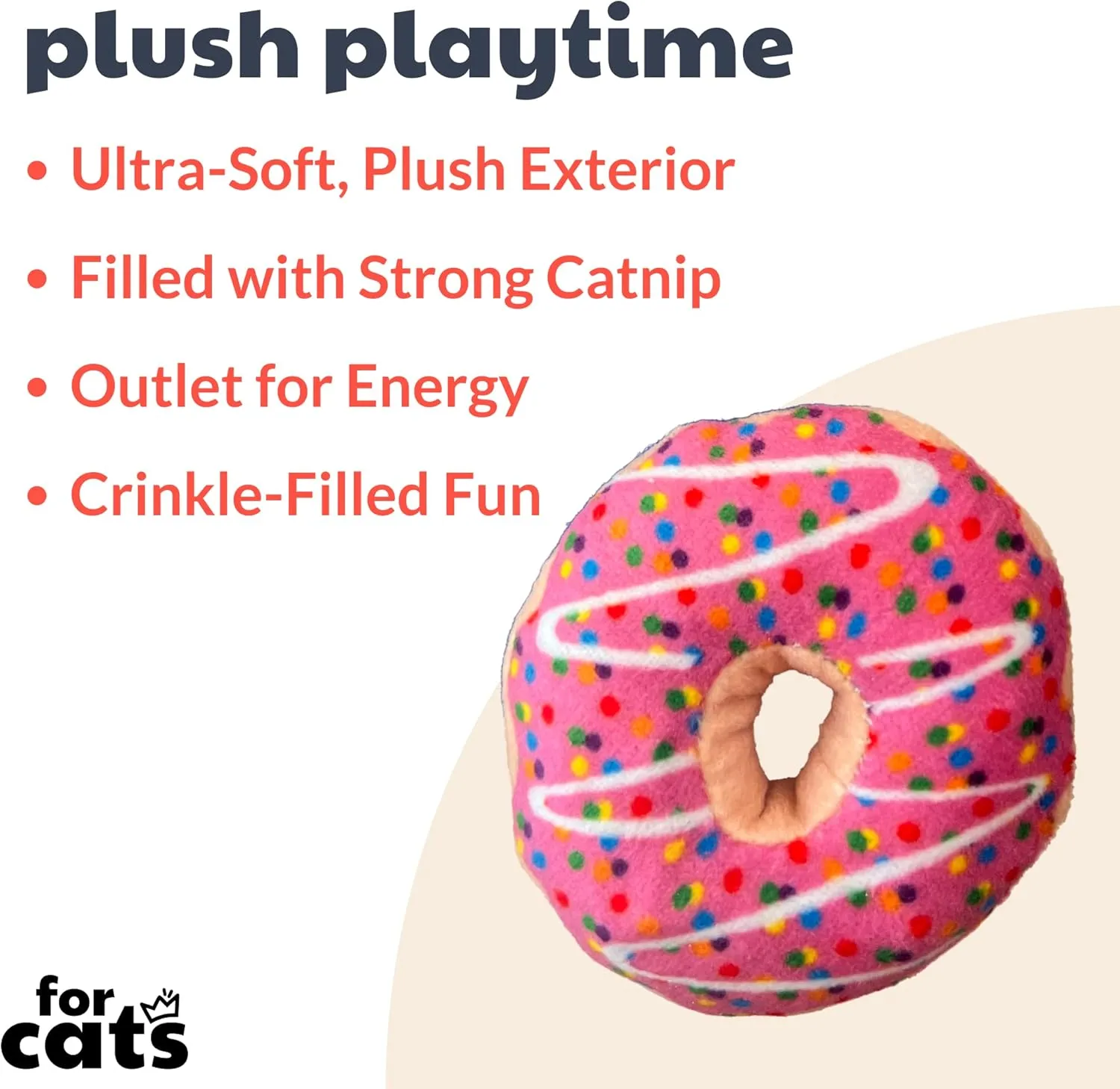 Huxley & Kent Plush Cat Toy - Strawberry Donut - Strong Catnip Filled - Plush Interactive Kitten and Cat Toy with Catnip and Crinkle - Kittybelles