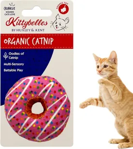 Huxley & Kent Plush Cat Toy - Strawberry Donut - Strong Catnip Filled - Plush Interactive Kitten and Cat Toy with Catnip and Crinkle - Kittybelles