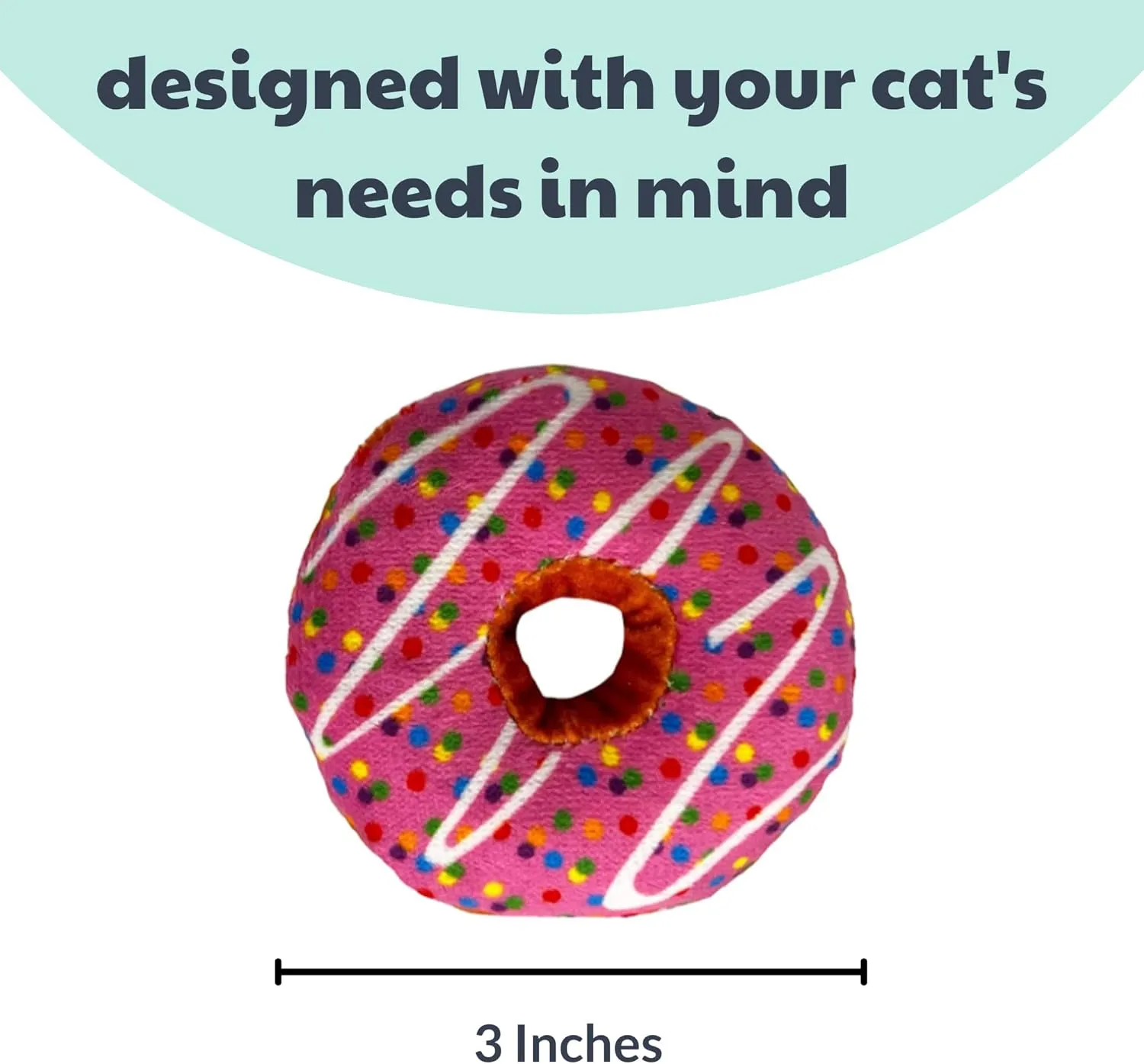 Huxley & Kent Plush Cat Toy - Strawberry Donut - Strong Catnip Filled - Plush Interactive Kitten and Cat Toy with Catnip and Crinkle - Kittybelles
