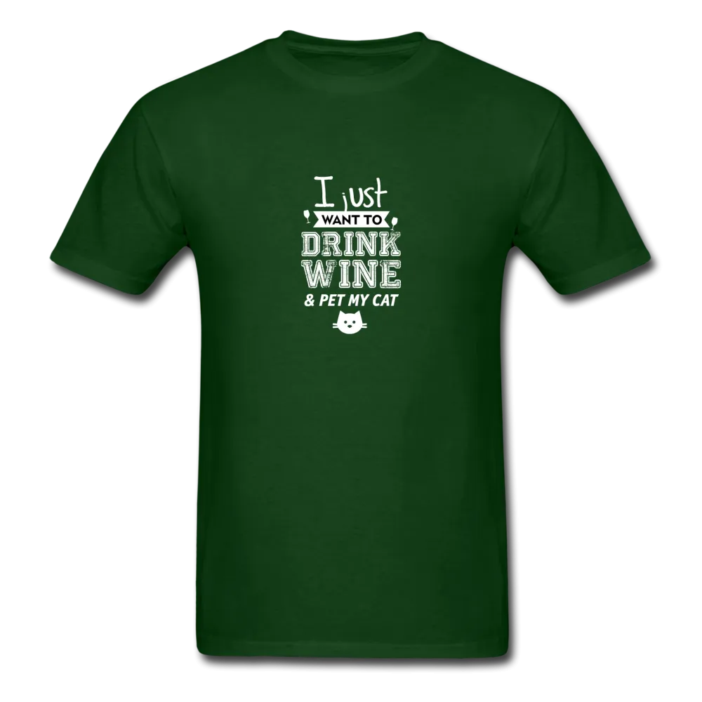 I Just Want To Drink My Wine & Pet My Cat Men's T-Shirt