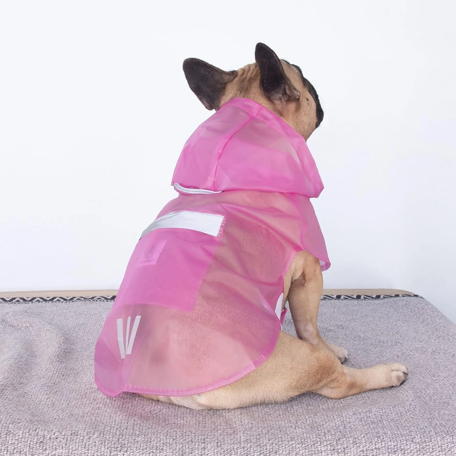 iChoue Dog Raincoats, Packable Rain Coats, Lightweight Rain Jacket with Reflective Straps, Adjustable Poncho for Medium Dog French English Bulldog Pug Terrier (Pink, Small)