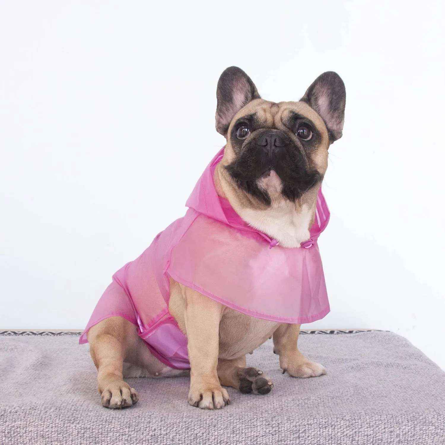 iChoue Dog Raincoats, Packable Rain Coats, Lightweight Rain Jacket with Reflective Straps, Adjustable Poncho for Medium Dog French English Bulldog Pug Terrier (Pink, Small)
