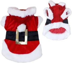 Idepet Santa Dog Costume Christmas Pet Clothes Winter Hoodie Coat Clothes for Dog Pet Clothing Chihuahua Yorkshire Poodle (XS)