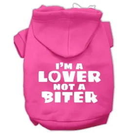 I'm a Lover not a Biter Screen Printed Dog Pet Hoodies Bright Pink Size XS (8)