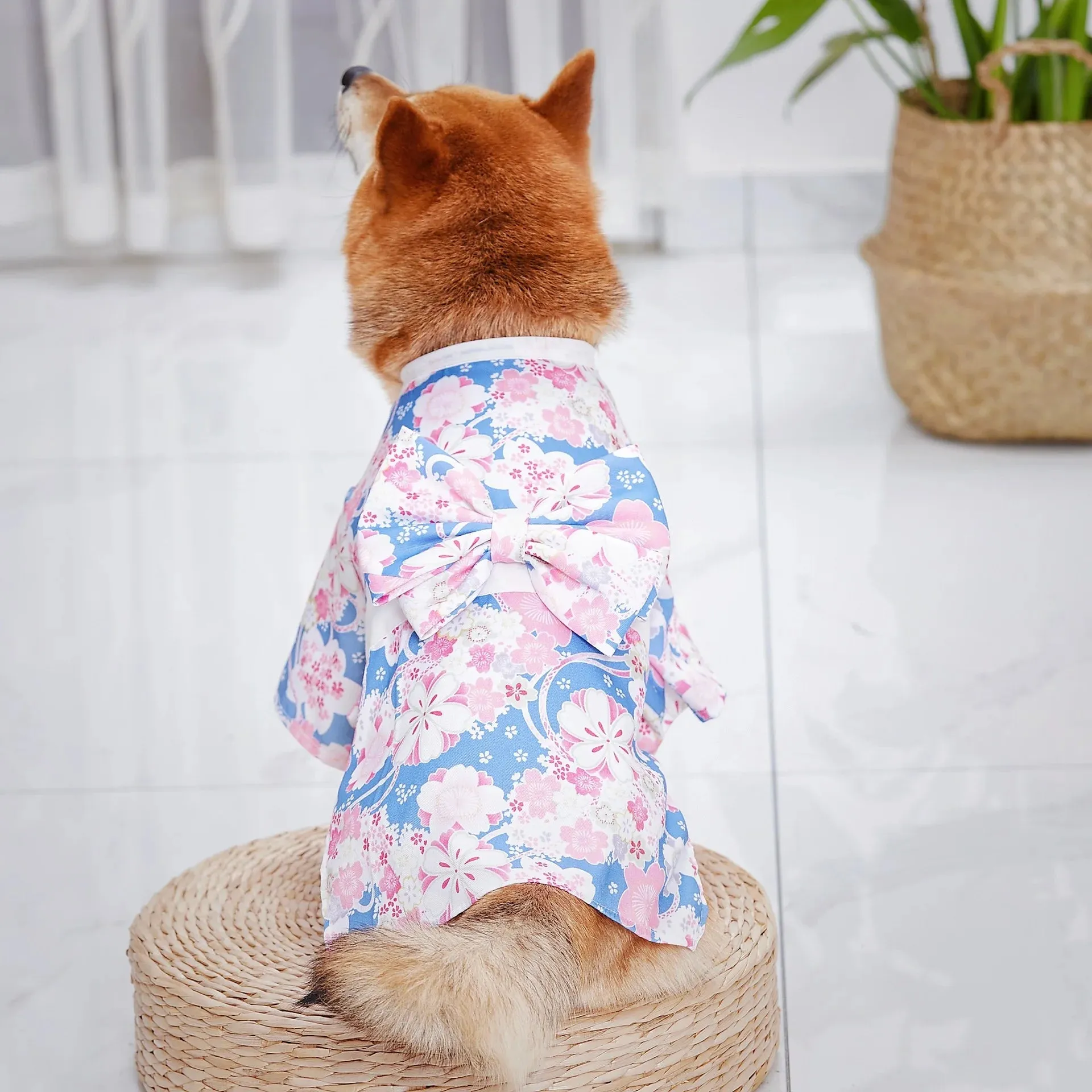 Japanese Style Cat and Dog Clothes - Crane Patterned Pet Costumes - Cat Skirt Pet Dog Japanese Pet Costoms Style Cat Clothes Crane Net Red Autumn Winter Corgi Teddy Pappy Clothes