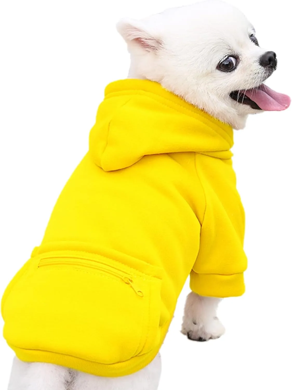 Jecikelon Pet Dog Cold Weather Coat with Pocket Winter Dog Hoodie Warm Puppy Clothes for Small Dogs Chihuahua Clothing (Small, Y02-Yellow)