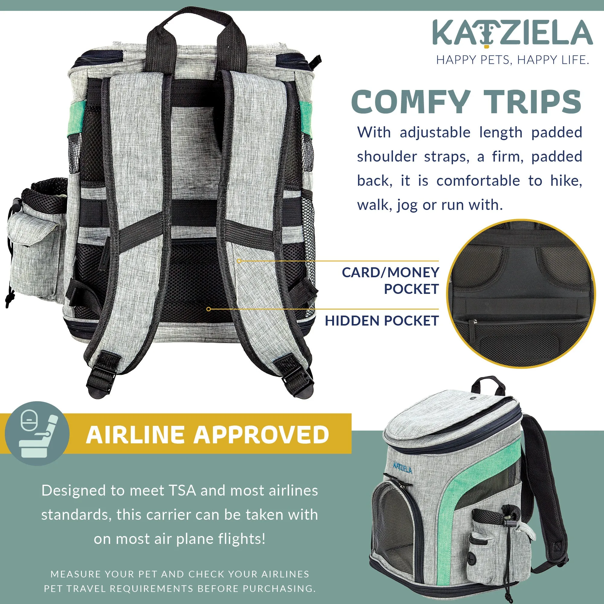 Katziela  Airline Approved Backpack for Pets