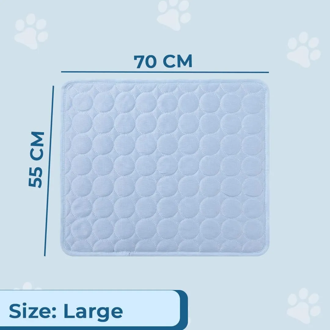 Kuber Industries Rectangular Dog & Cat Bed|Premium Cool Ice Silk Polyester With Bottom Mesh|MultiUtility Self-Cooling Pad For Dog & Cat|Light-weight & Durable Dog Bed|ZQCJ001LB-L|Light Blue(Pack Of 4)