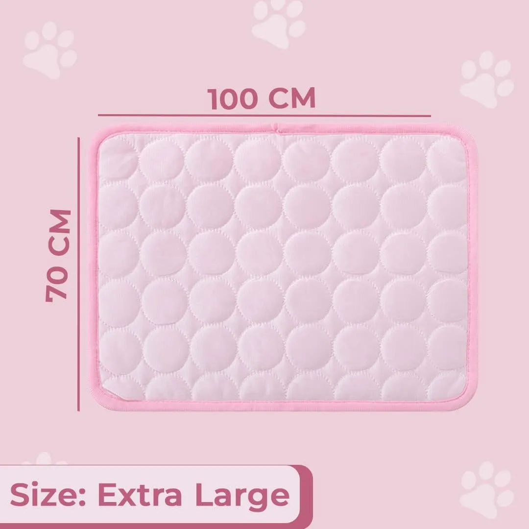 Kuber Industries Rectangular Dog & Cat Bed|Premium Cool Ice Silk with Polyester With Bottom Mesh|Multi-Utility Self-Cooling Pad For Dog & Cat|Light-weight & Durable Dog Bed|ZQCJ001P-XL|Pink(Pack Of 3)