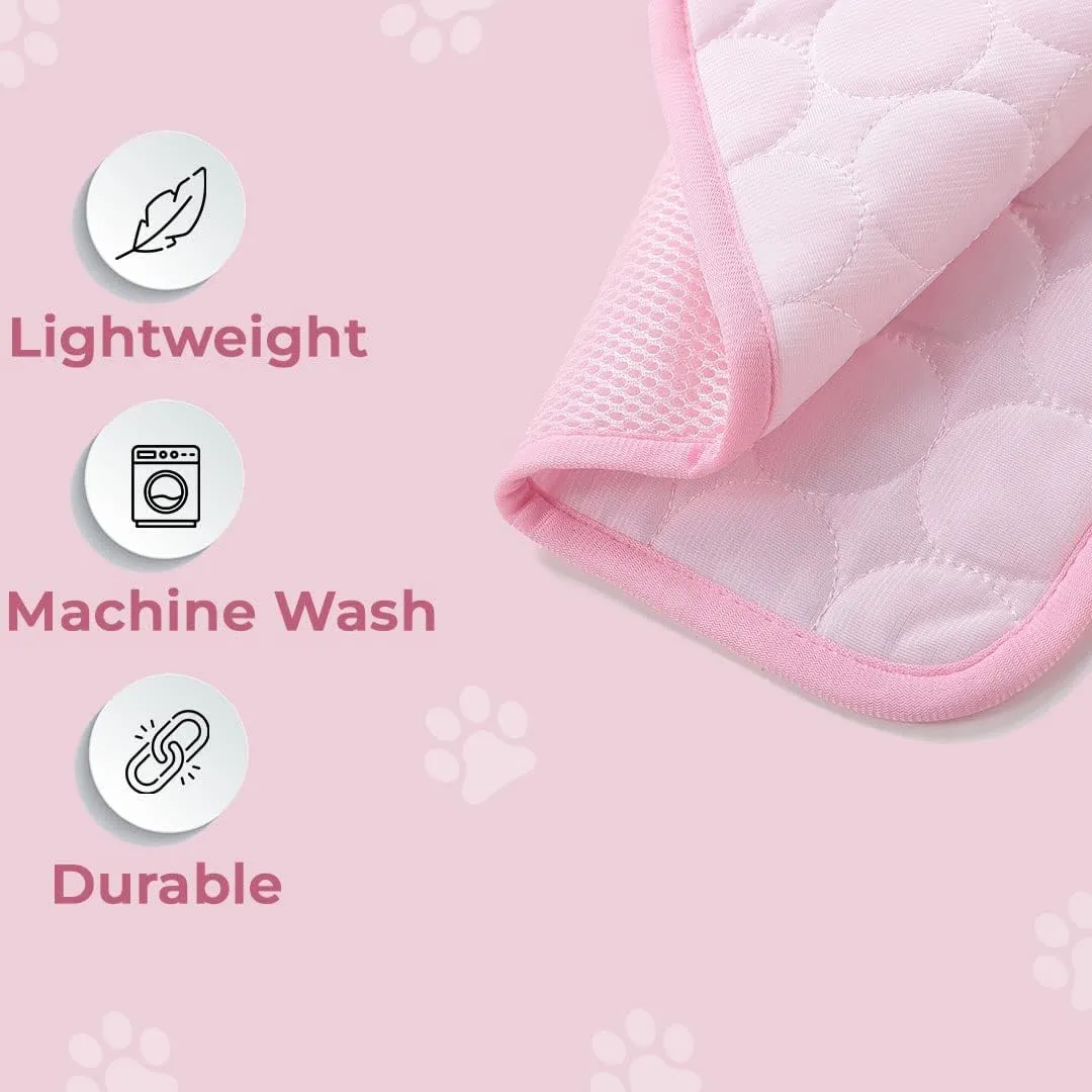 Kuber Industries Rectangular Dog & Cat Bed|Premium Cool Ice Silk with Polyester With Bottom Mesh|Multi-Utility Self-Cooling Pad For Dog & Cat|Light-weight & Durable Dog Bed|ZQCJ001P-XL|Pink(Pack Of 3)