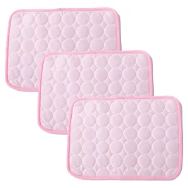 Kuber Industries Rectangular Dog & Cat Bed|Premium Cool Ice Silk with Polyester With Bottom Mesh|Multi-Utility Self-Cooling Pad For Dog & Cat|Light-weight & Durable Dog Bed|ZQCJ001P-XL|Pink(Pack Of 3)