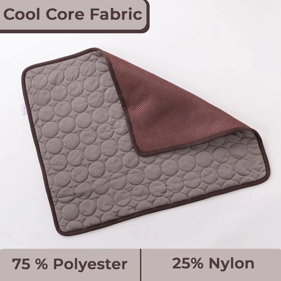 Kuber Industries Rectangular Dog & Cat Bed|Premium Cool Ice Silk with Polyester With Bottom Mesh|MultiUtility Self-Cooling Pad For Dog & Cat|Light-weight & Durable Dog Bed|ZQCJ001C-L|Coffee(Pack Of 3)