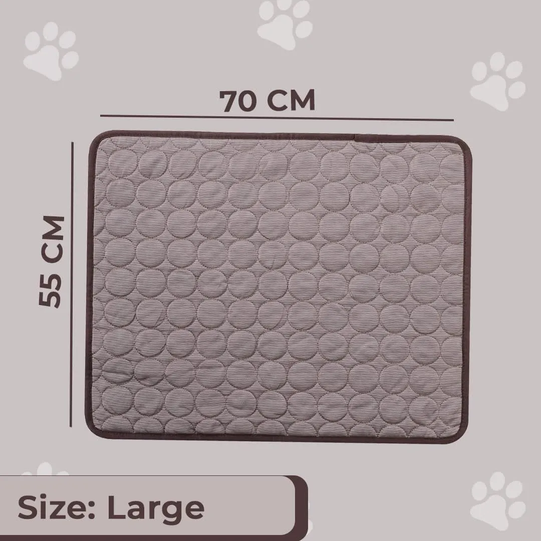 Kuber Industries Rectangular Dog & Cat Bed|Premium Cool Ice Silk with Polyester With Bottom Mesh|MultiUtility Self-Cooling Pad For Dog & Cat|Light-weight & Durable Dog Bed|ZQCJ001C-L|Coffee(Pack Of 3)