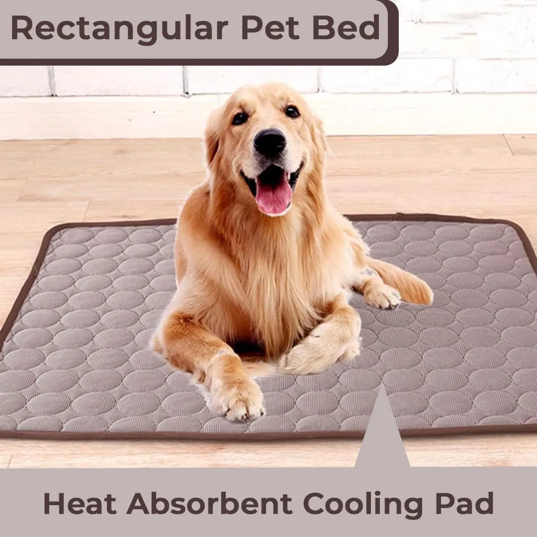 Kuber Industries Rectangular Dog & Cat Bed|Premium Cool Ice Silk with Polyester With Bottom Mesh|MultiUtility Self-Cooling Pad For Dog & Cat|Light-weight & Durable Dog Bed|ZQCJ001C-L|Coffee(Pack Of 3)