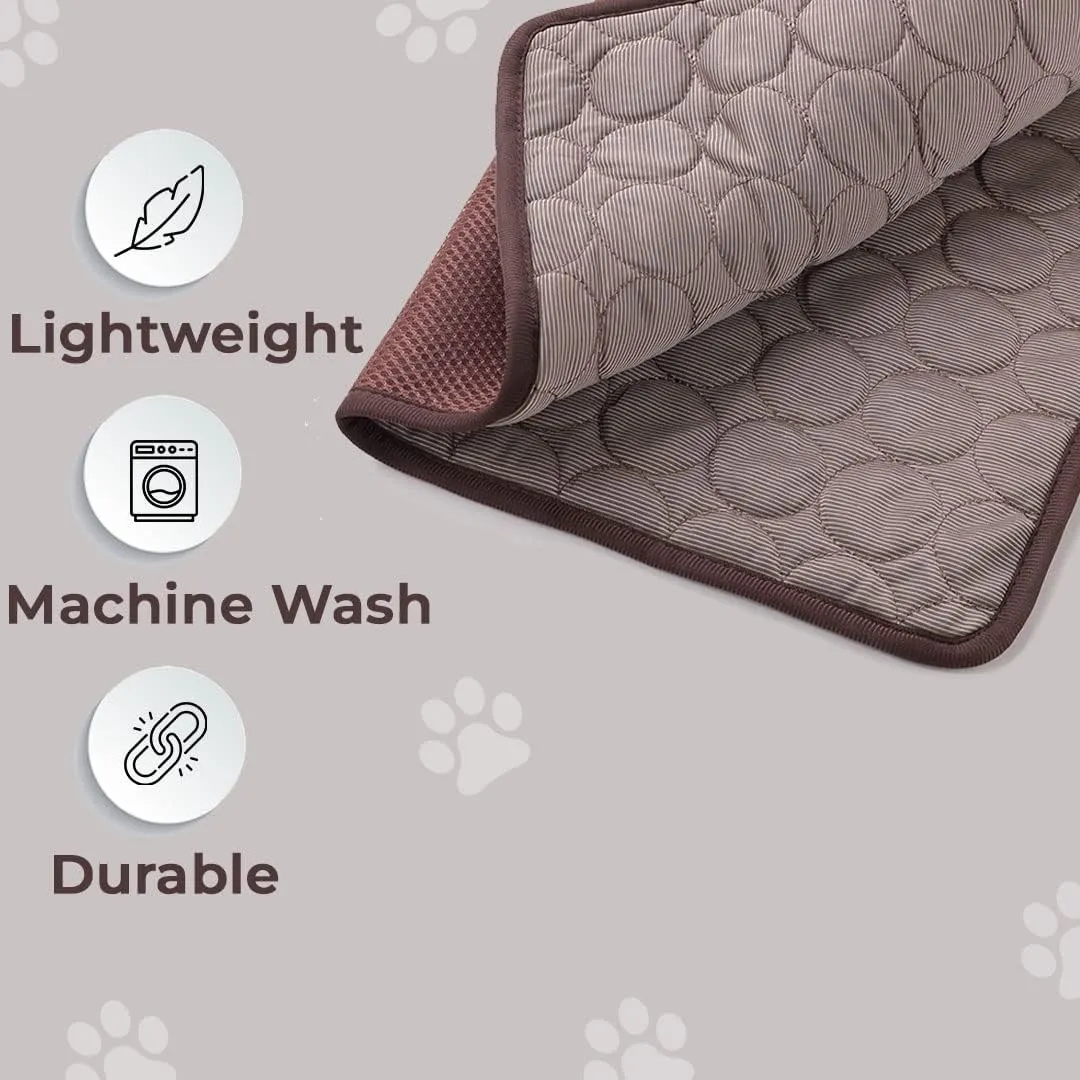 Kuber Industries Rectangular Dog & Cat Bed|Premium Cool Ice Silk with Polyester With Bottom Mesh|MultiUtility Self-Cooling Pad For Dog & Cat|Light-weight & Durable Dog Bed|ZQCJ001C-L|Coffee(Pack Of 3)