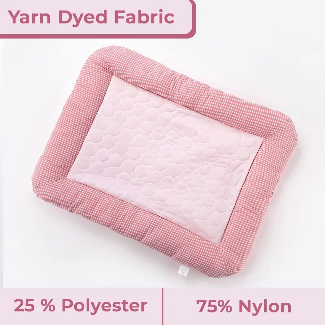 Kuber Industries Rectangular Dog & Cat Bed|Yarn Dyed Oxford Cloth|Nylon and Polyester With Cotton Filling|Self-Cooling Bed For Dog & Cat|Small Light-weight & Durable Dog Bed|ZQCJ005P-L|Pink(Pack Of 3)