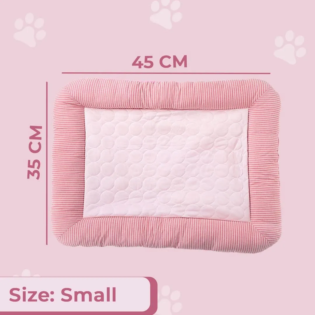 Kuber Industries Rectangular Dog & Cat Bed|Yarn Dyed Oxford Cloth|Nylon and Polyester With Cotton Filling|Self-Cooling Bed For Dog & Cat|Small Light-weight & Durable Dog Bed|ZQCJ005P-S|Pink(Pack Of 3)