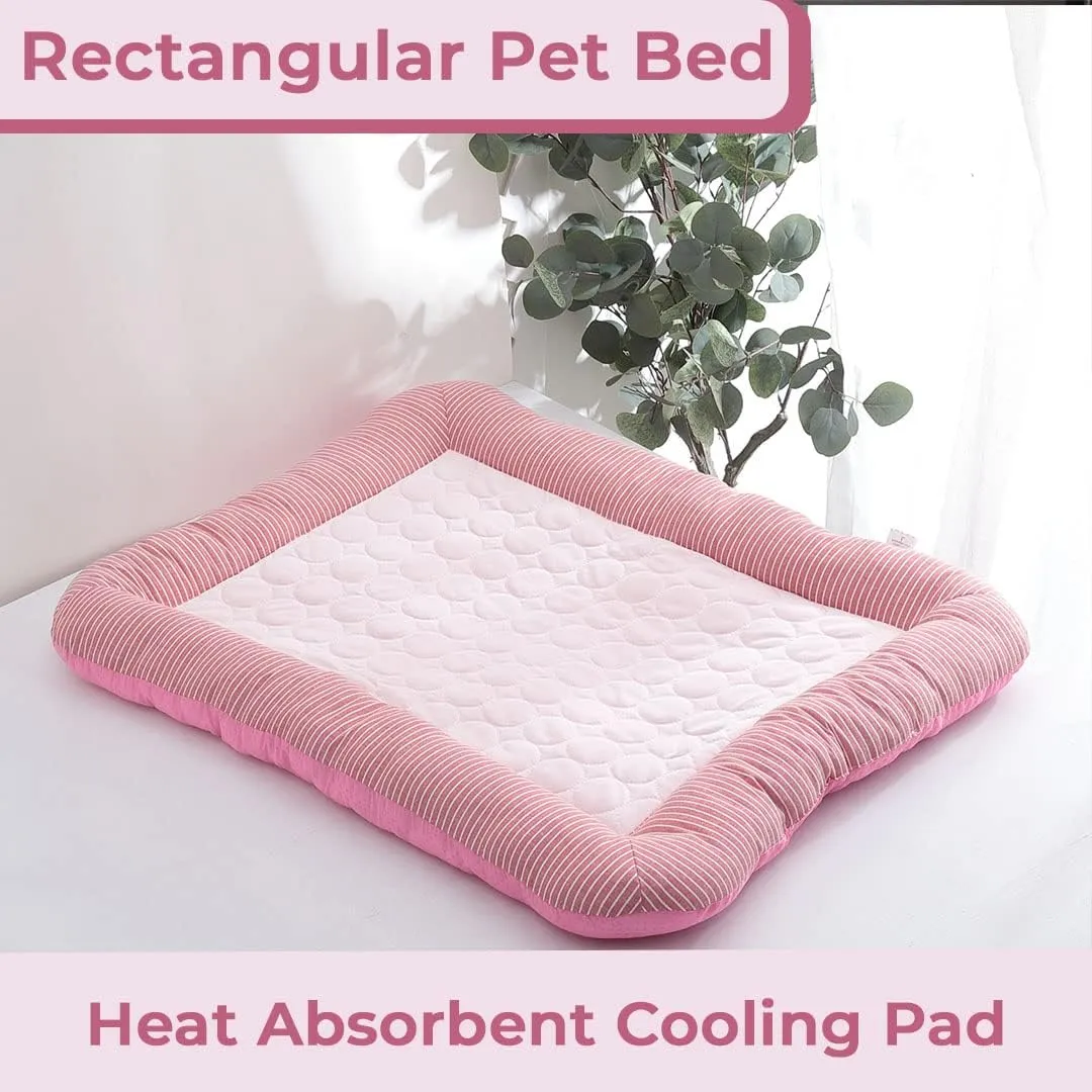 Kuber Industries Rectangular Dog & Cat Bed|Yarn Dyed Oxford Cloth|Nylon and Polyester With Cotton Filling|Self-Cooling Bed For Dog & Cat|Small Light-weight & Durable Dog Bed|ZQCJ005P-S|Pink(Pack Of 3)