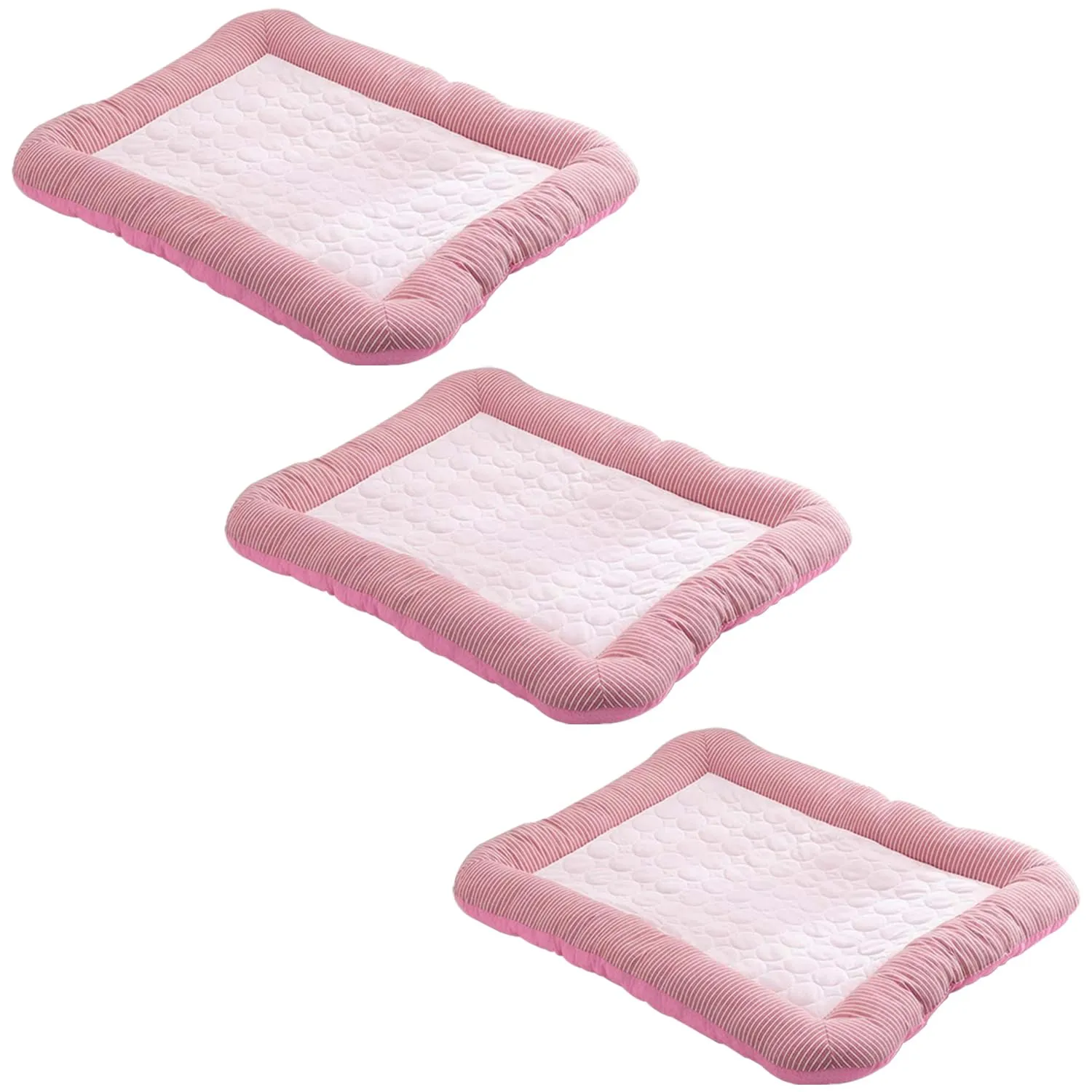 Kuber Industries Rectangular Dog & Cat Bed|Yarn Dyed Oxford Cloth|Nylon and Polyester With Cotton Filling|Self-Cooling Bed For Dog & Cat|Small Light-weight & Durable Dog Bed|ZQCJ005P-S|Pink(Pack Of 3)