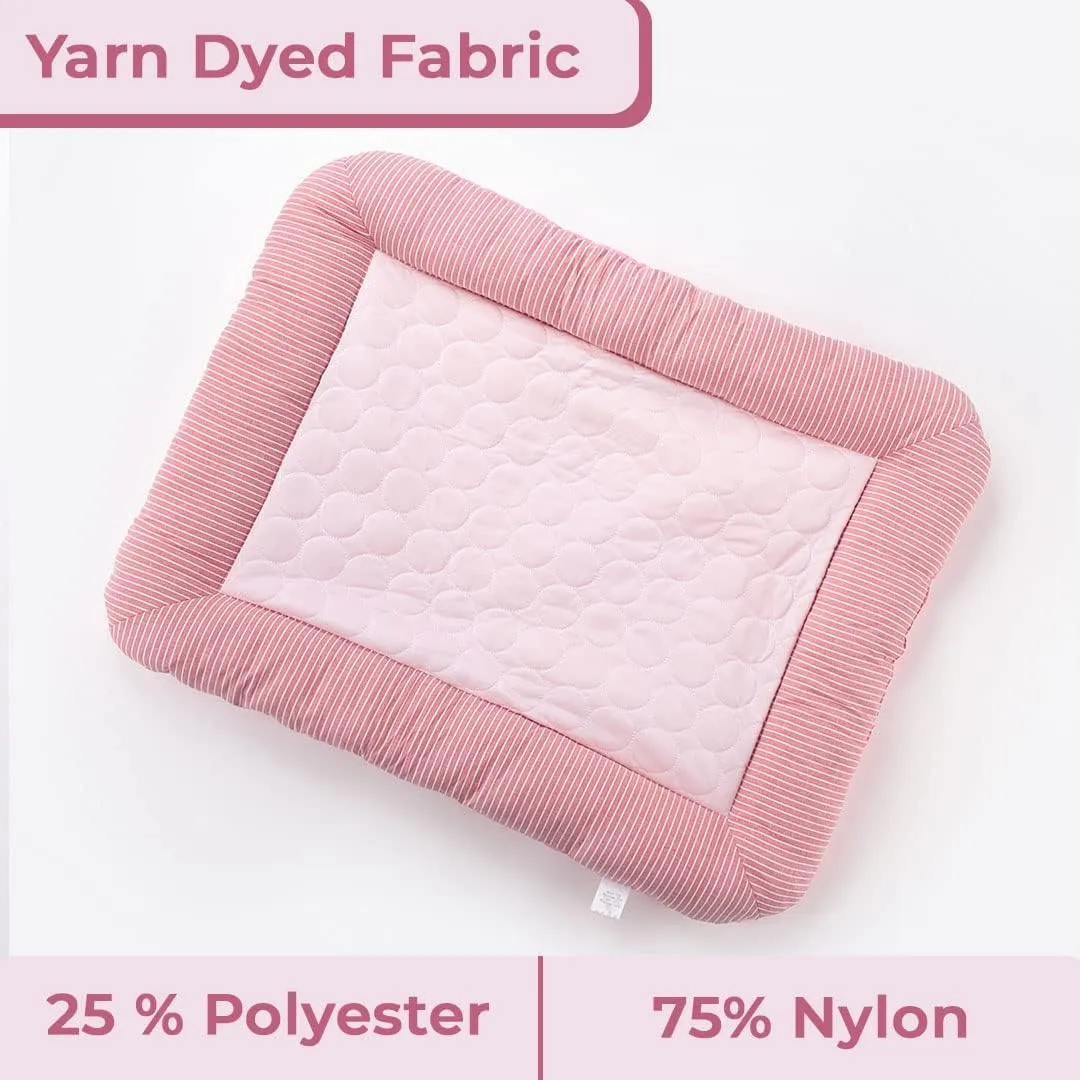 Kuber Industries Rectangular Dog & Cat Bed|Yarn Dyed Oxford Cloth|Nylon and Polyester With Cotton Filling|Self-Cooling Bed For Dog & Cat|Small Light-weight & Durable Dog Bed|ZQCJ005P-S|Pink(Pack Of 3)