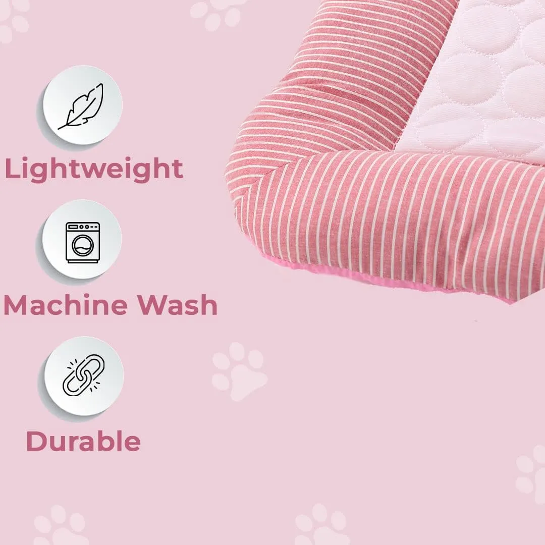 Kuber Industries Rectangular Dog & Cat Bed|Yarn Dyed Oxford Cloth|Nylon and Polyester With Cotton Filling|Self-Cooling Bed For Dog & Cat|Small Light-weight & Durable Dog Bed|ZQCJ005P-S|Pink(Pack Of 3)