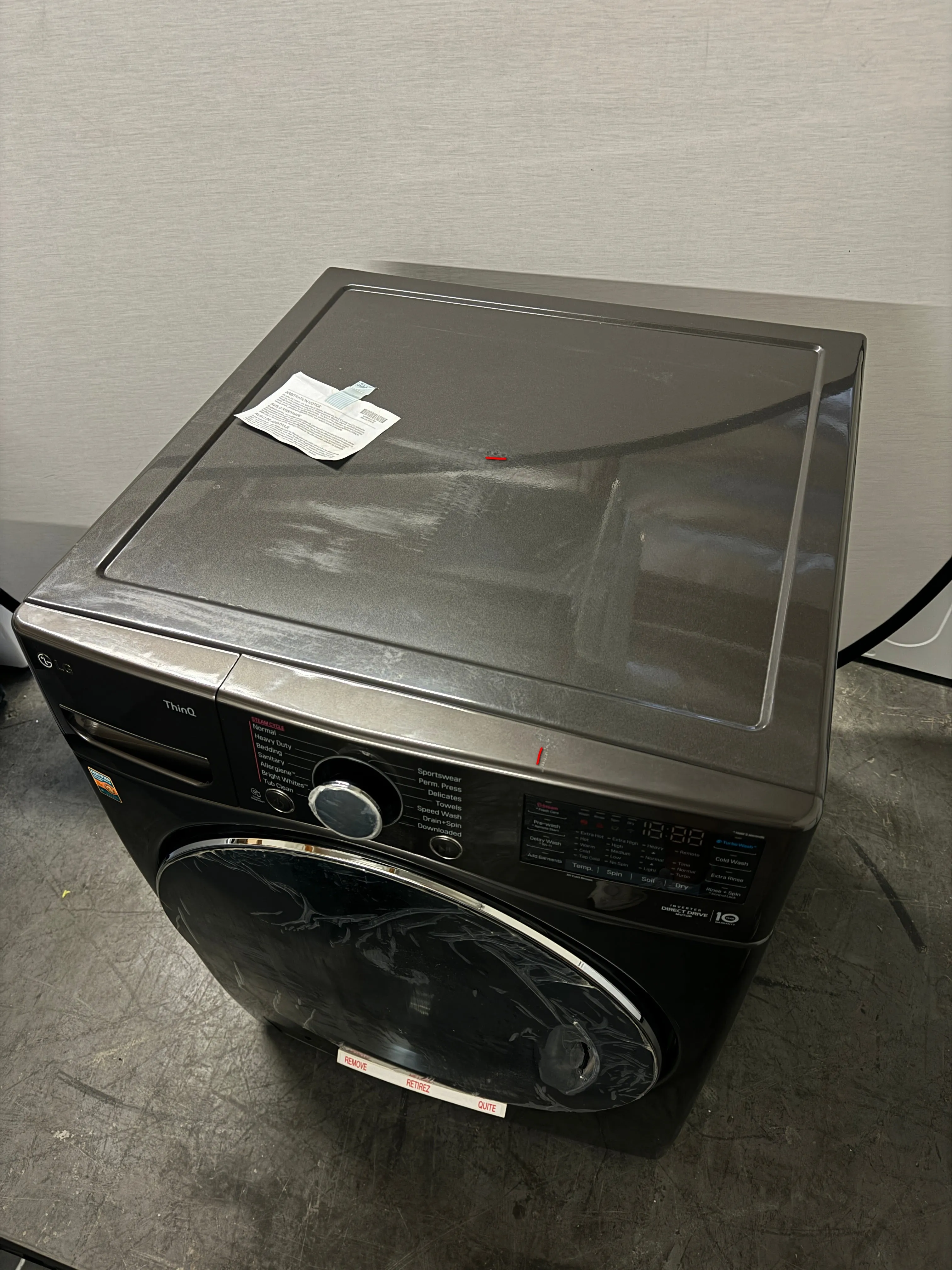 LG WM3998HBA 27 Inch Front Load Smart Washer/Dryer Combo with 4.5 cu.ft. Capacity, TurboWash®, 6Motion™, Allergiene™, ColdWash™, 14 Wash Cycles, Ventless Drying, and Steam Cycle: Black Steel