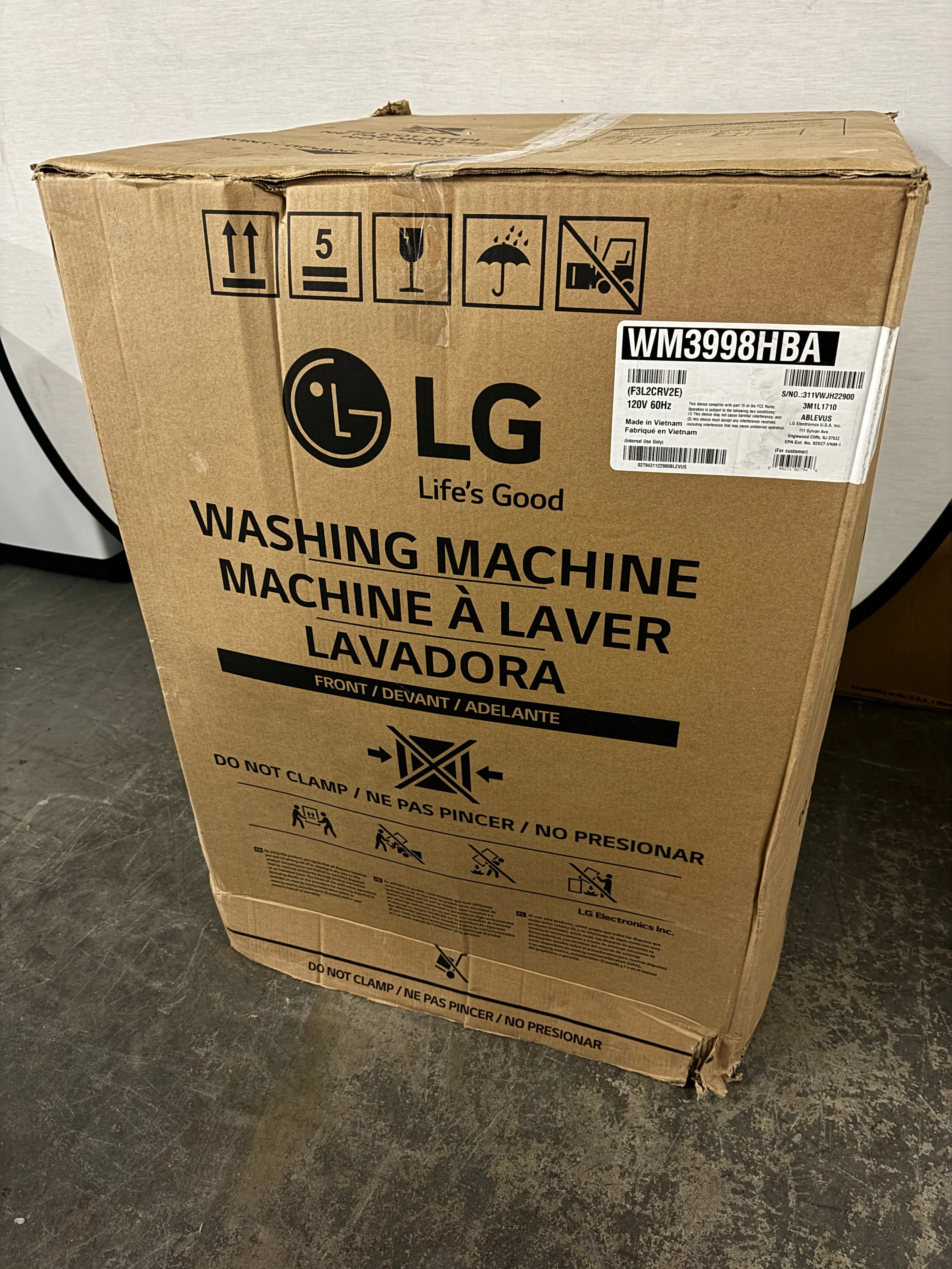 LG WM3998HBA 27 Inch Front Load Smart Washer/Dryer Combo with 4.5 cu.ft. Capacity, TurboWash®, 6Motion™, Allergiene™, ColdWash™, 14 Wash Cycles, Ventless Drying, and Steam Cycle: Black Steel