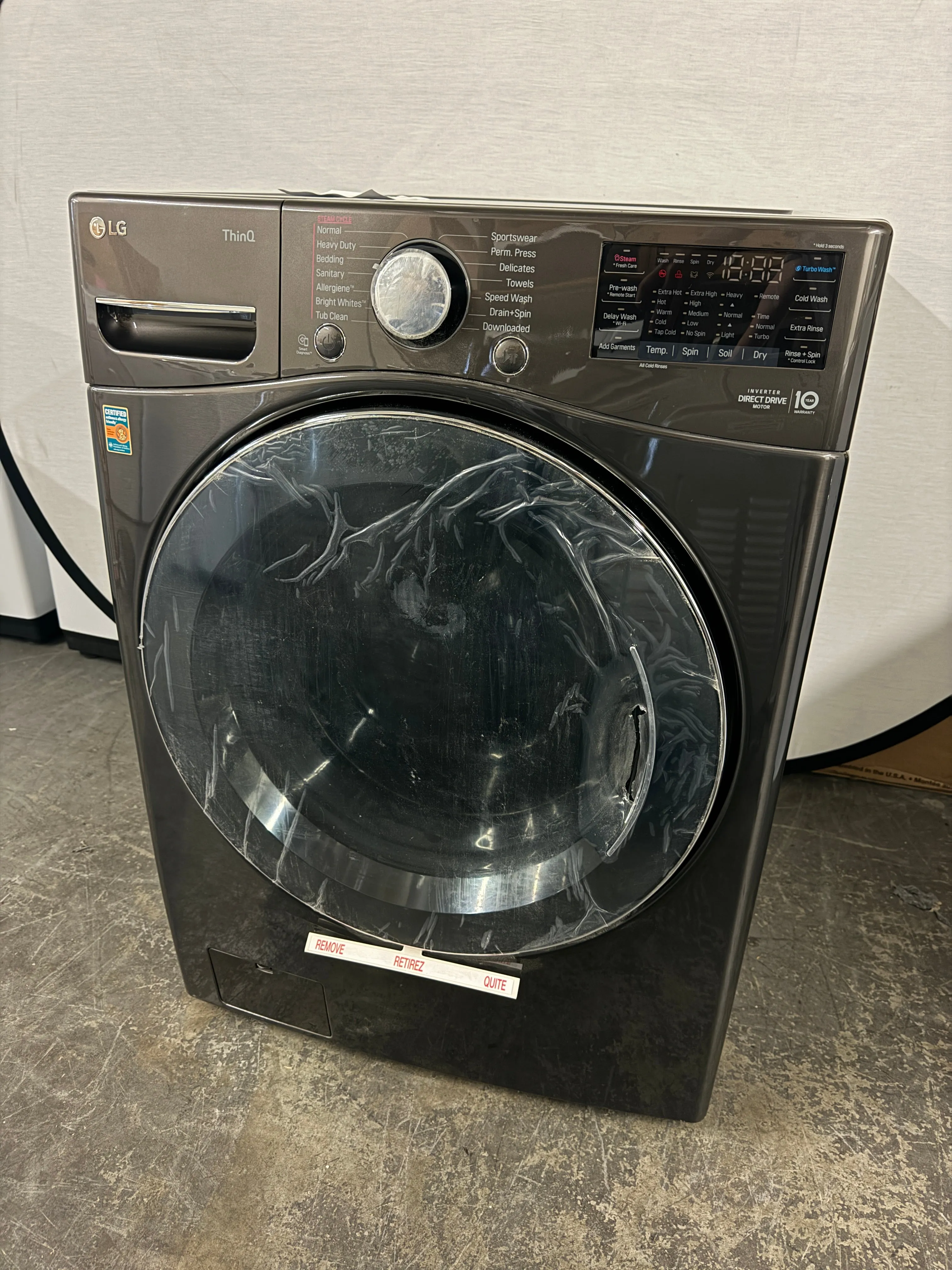 LG WM3998HBA 27 Inch Front Load Smart Washer/Dryer Combo with 4.5 cu.ft. Capacity, TurboWash®, 6Motion™, Allergiene™, ColdWash™, 14 Wash Cycles, Ventless Drying, and Steam Cycle: Black Steel