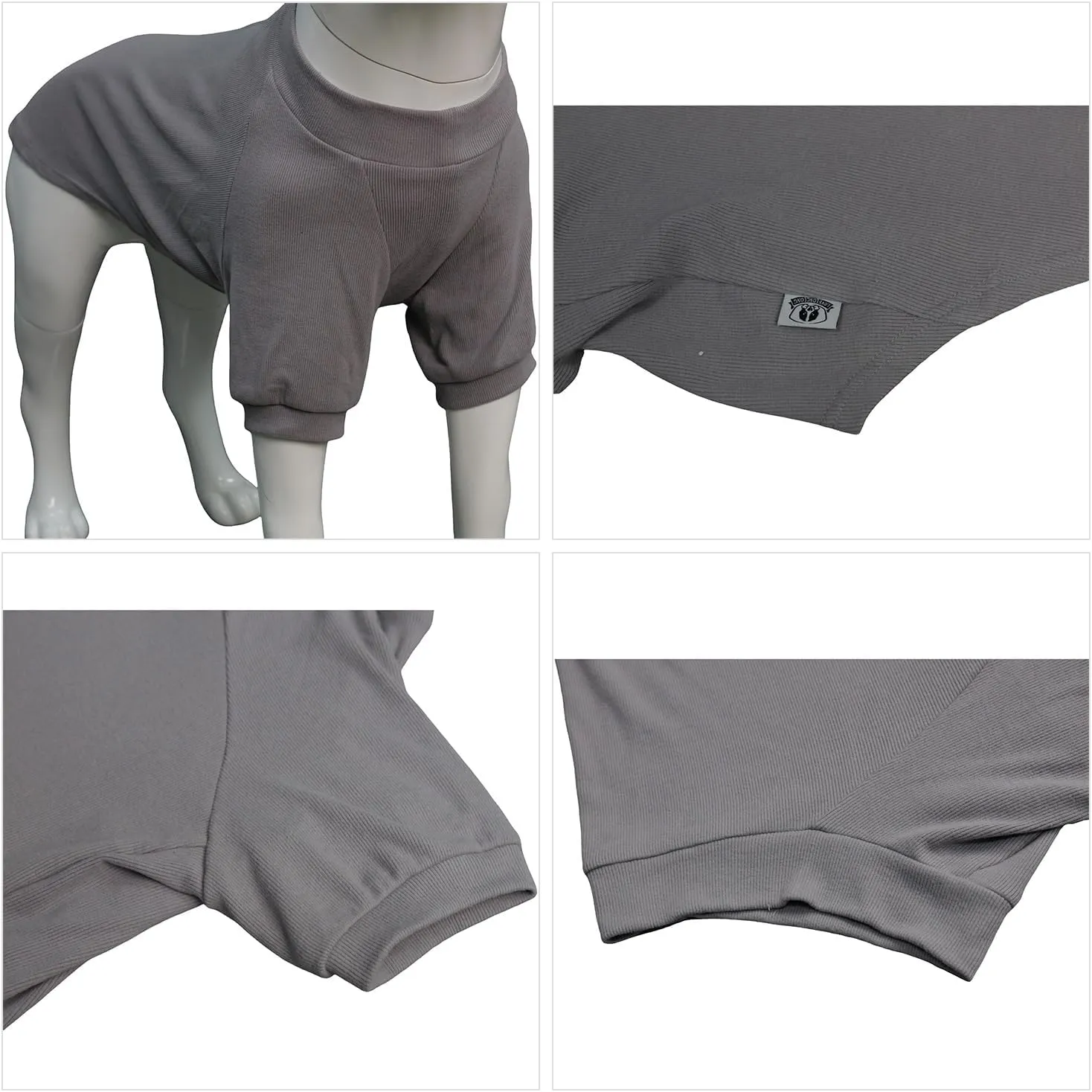 Lovelonglong Ribbed Dog T-Shirt Cotton Knitted Dog Sweaters for All Season Pet T-Shirts for Large Medium Small Dogs Dark Gray 3XL