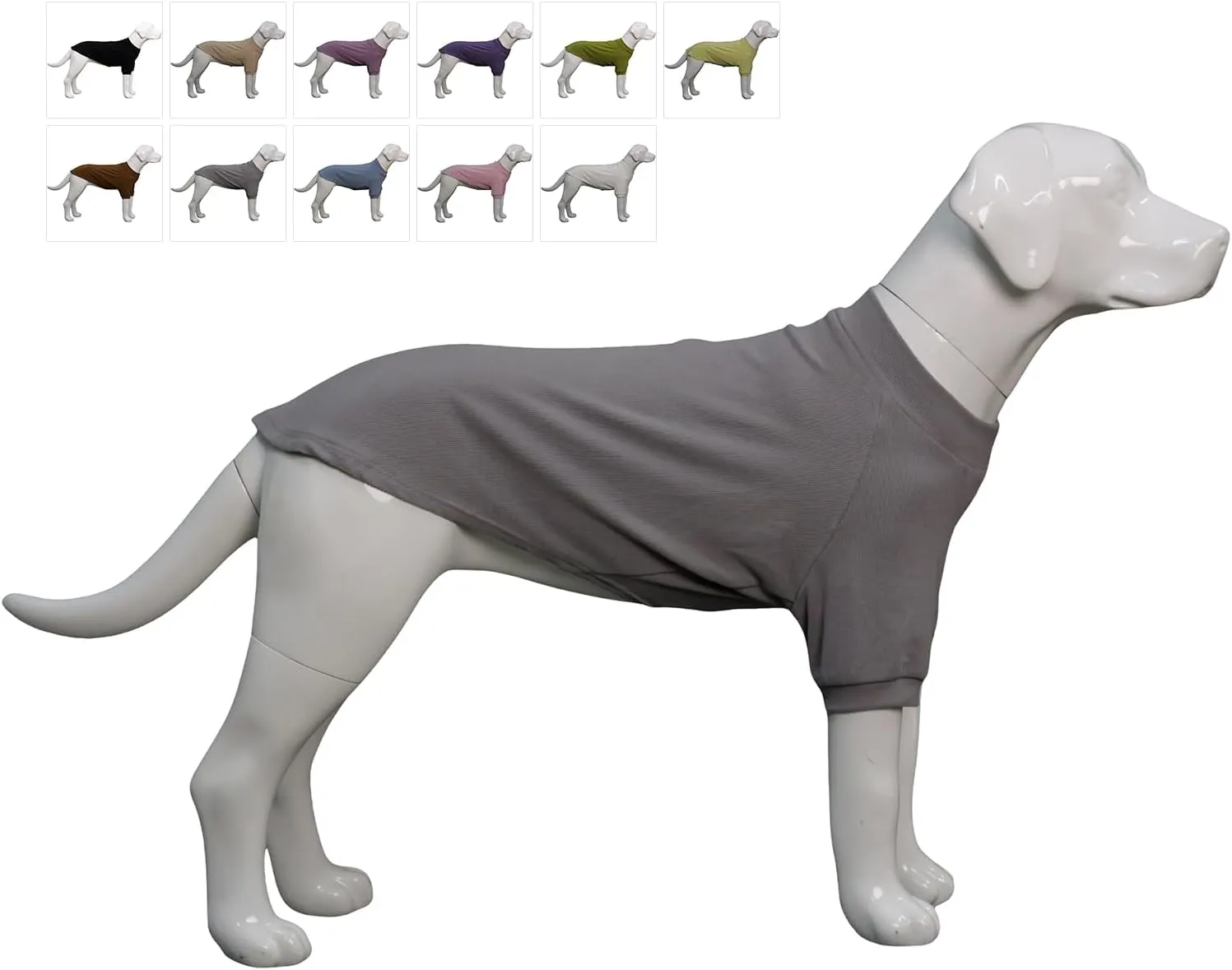 Lovelonglong Ribbed Dog T-Shirt Cotton Knitted Dog Sweaters for All Season Pet T-Shirts for Large Medium Small Dogs Dark Gray 3XL