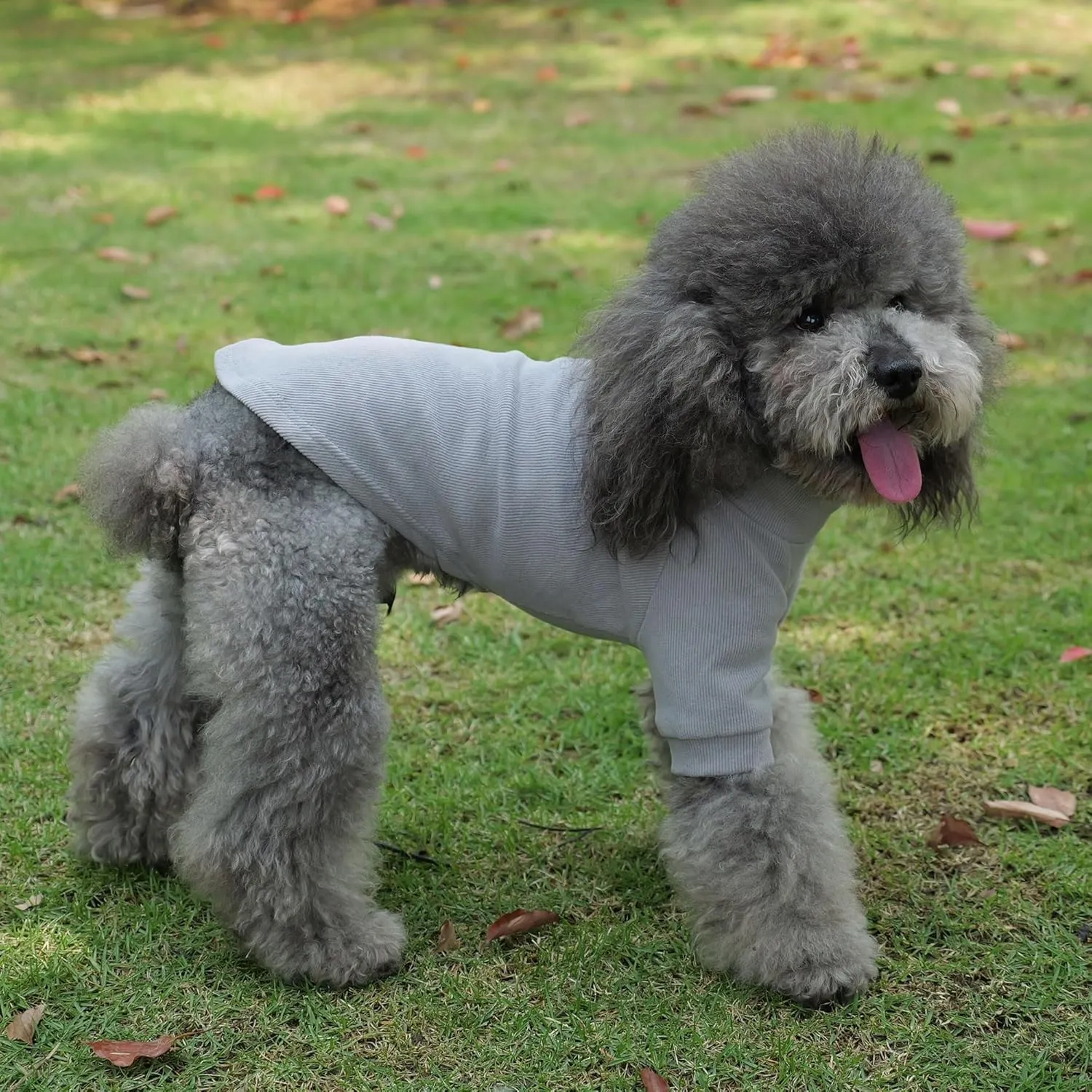 Lovelonglong Ribbed Dog T-Shirt Cotton Knitted Dog Sweaters for All Season Pet T-Shirts for Large Medium Small Dogs Dark Gray 3XL