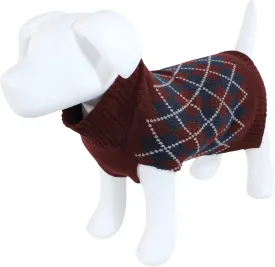 Luvable Friends Dogs and Cats Knit Pet Sweater, Burgundy Argyle, X-Large